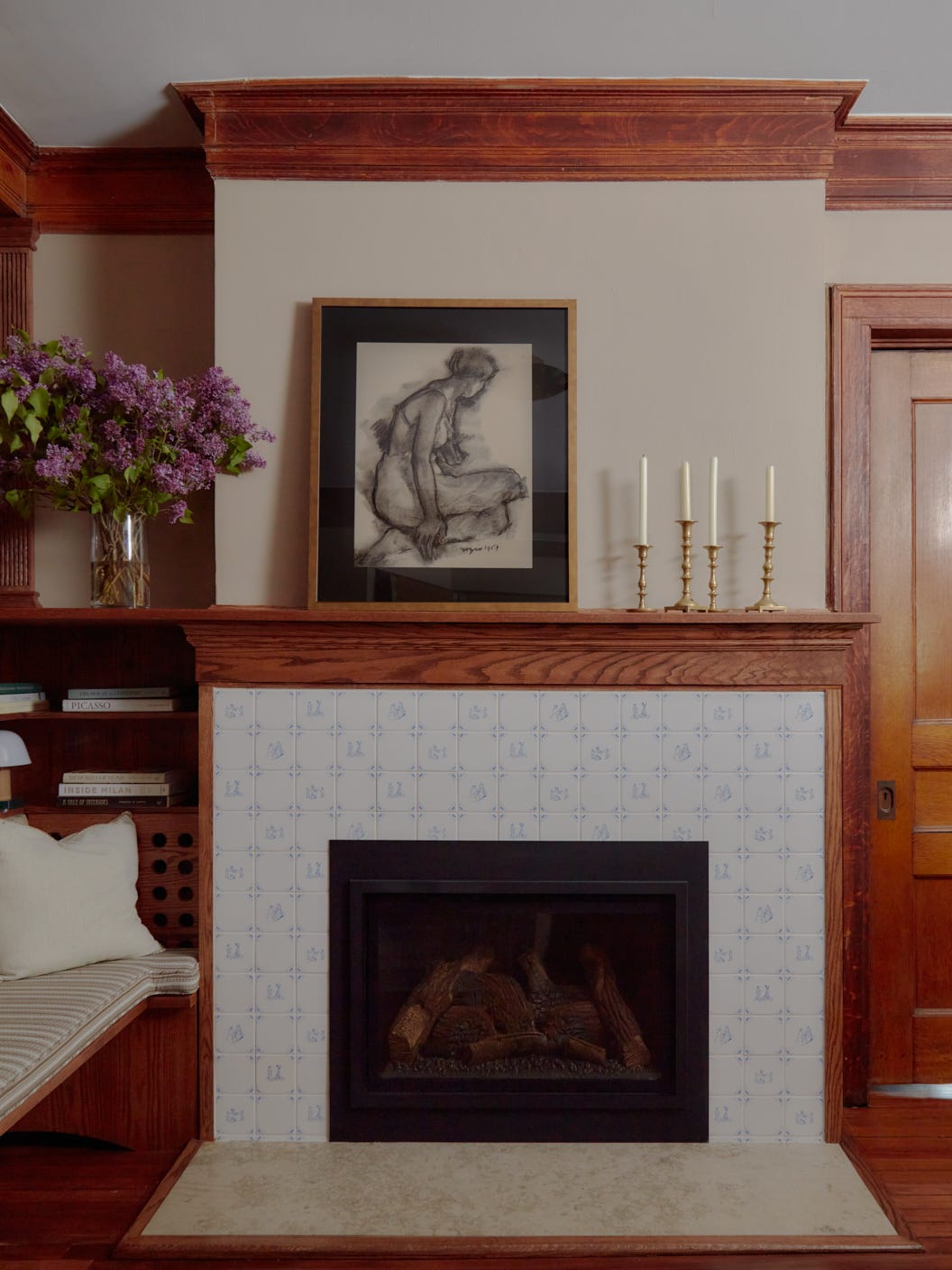 delt tile fireplace