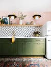 pink and green kitchen
