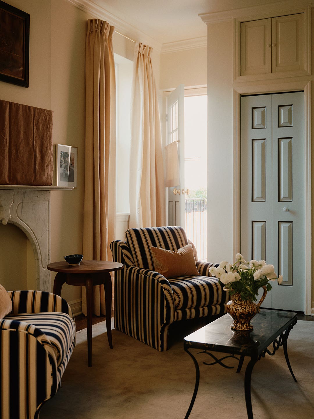 striped arm chairs