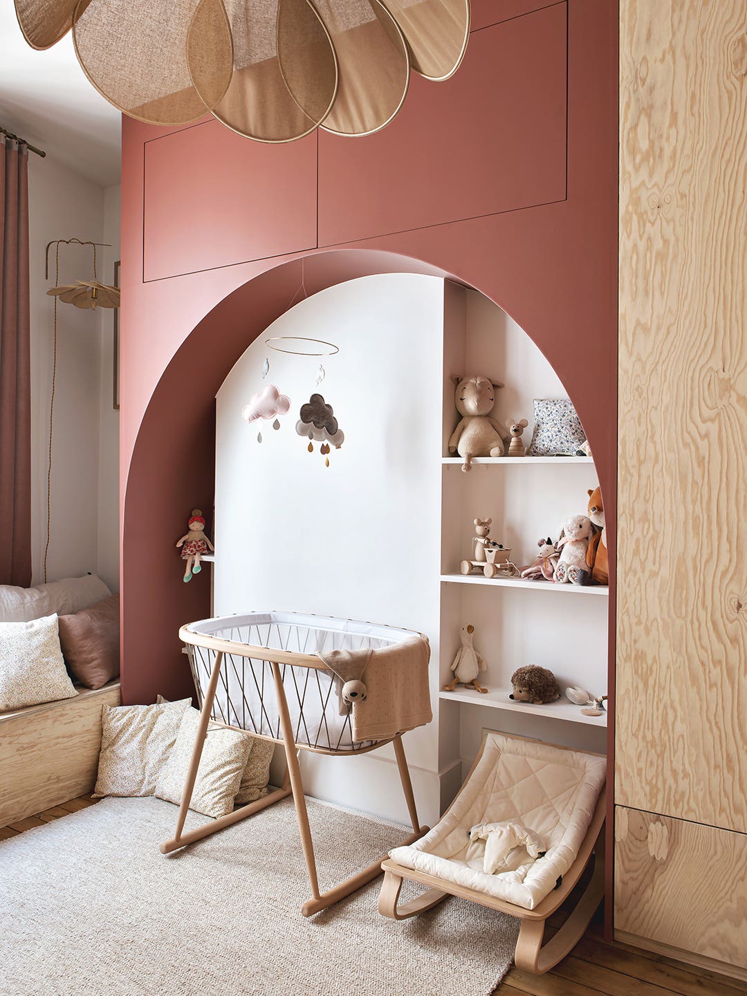 rose archway in pink nursery