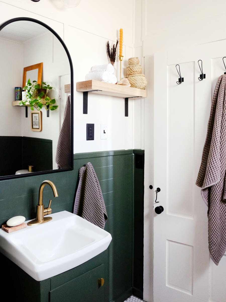 tiiny green bathroom
