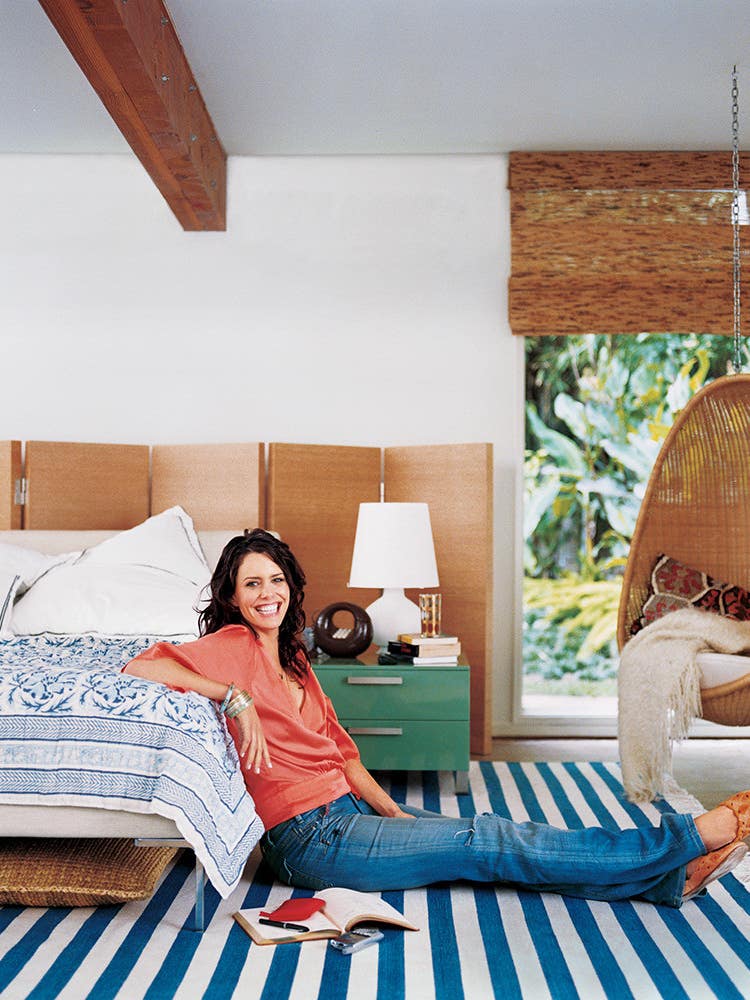 Blue and Wood Bedroom