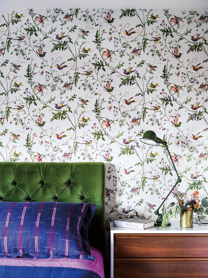 Green and Pink and Purple and White and Wood Bedroom