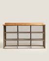 metal and wood bench