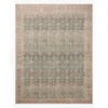 peach and blue distressed antique printed rug