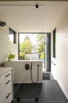 bathroom with large sliding door