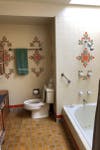 orange shower tile