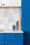 blue and white line tiles
