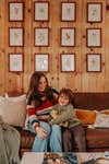 mom and son on sofa