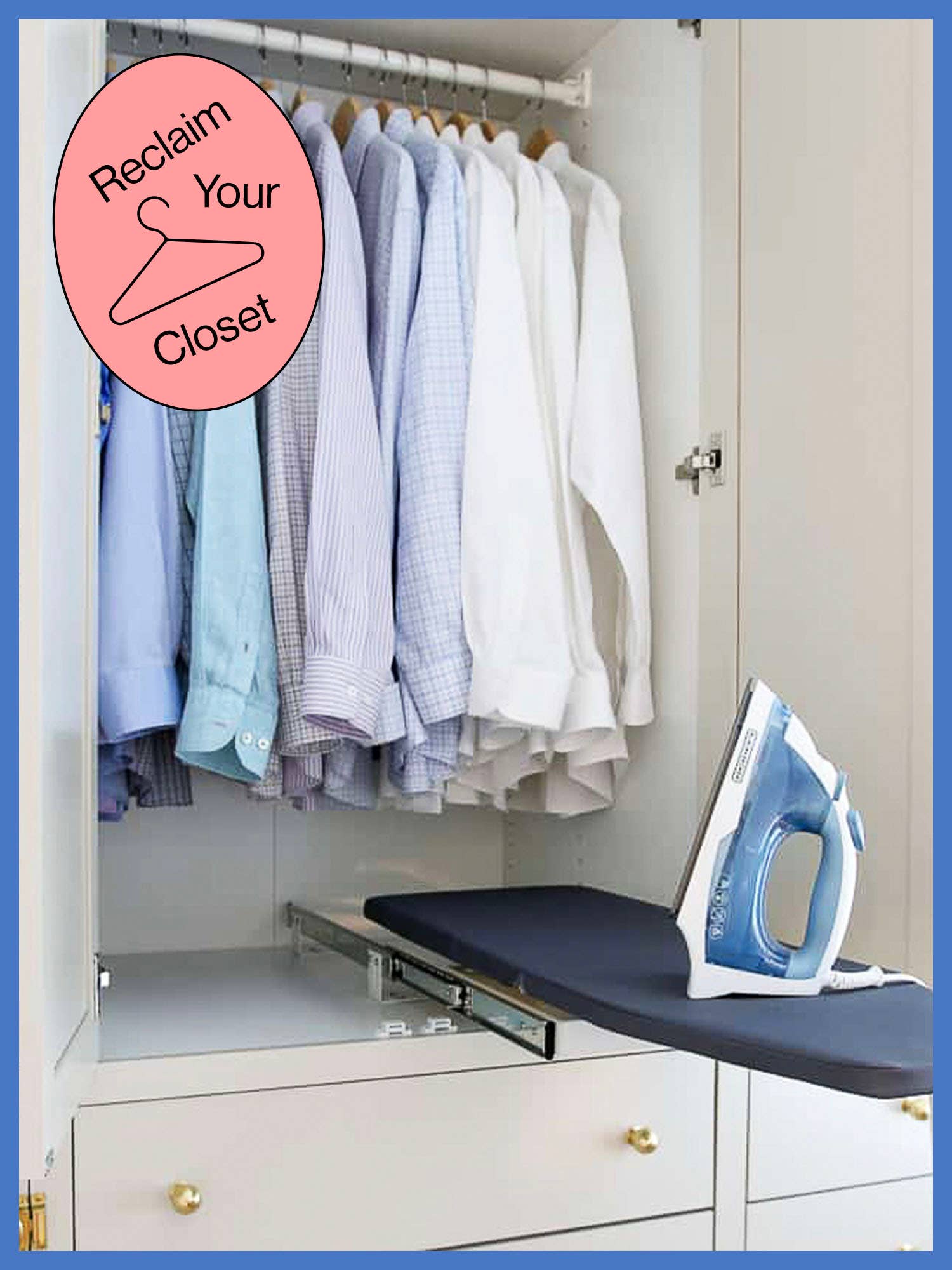 ironing board sticking out of closet