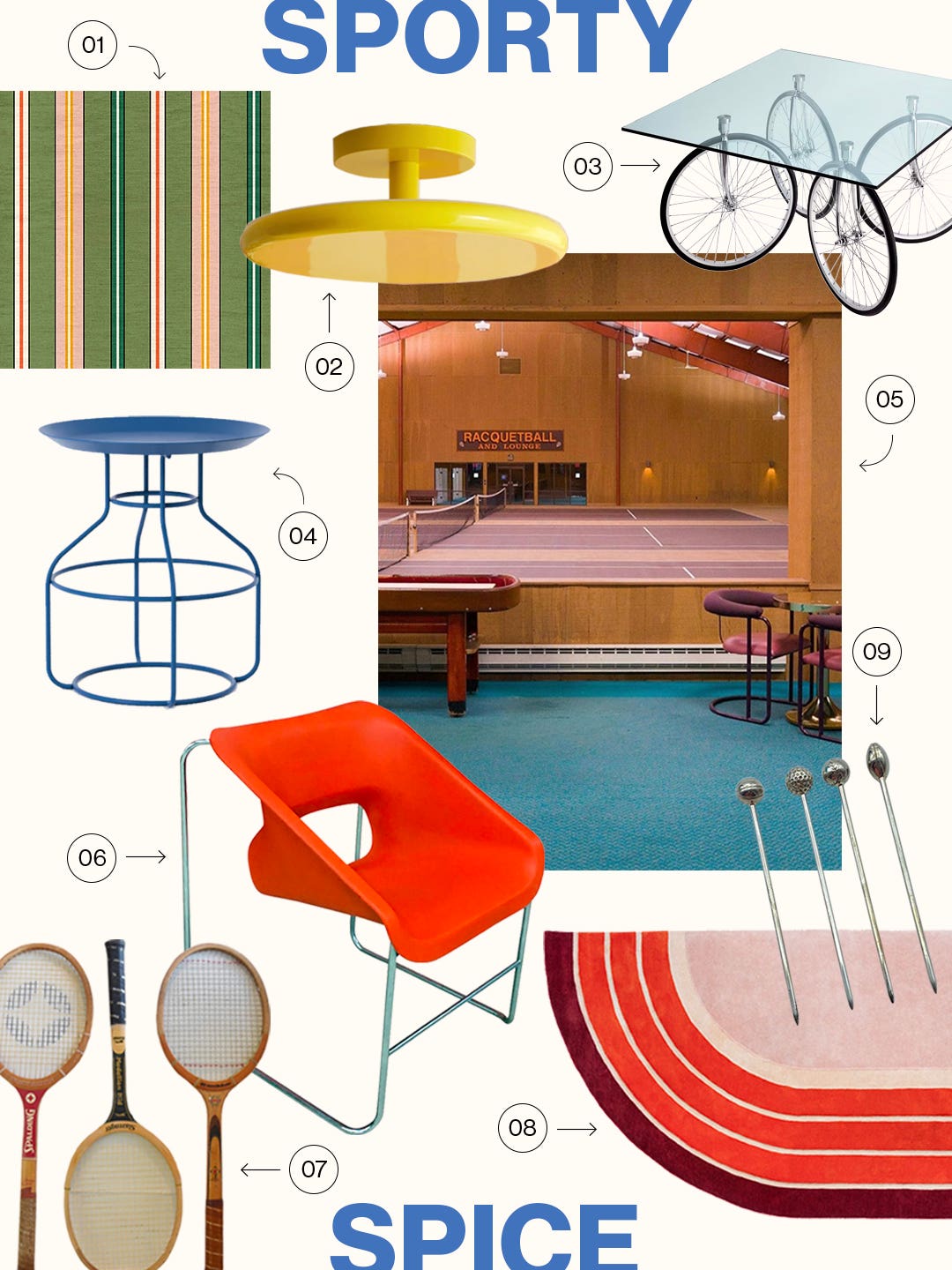 mood board of sporty design items