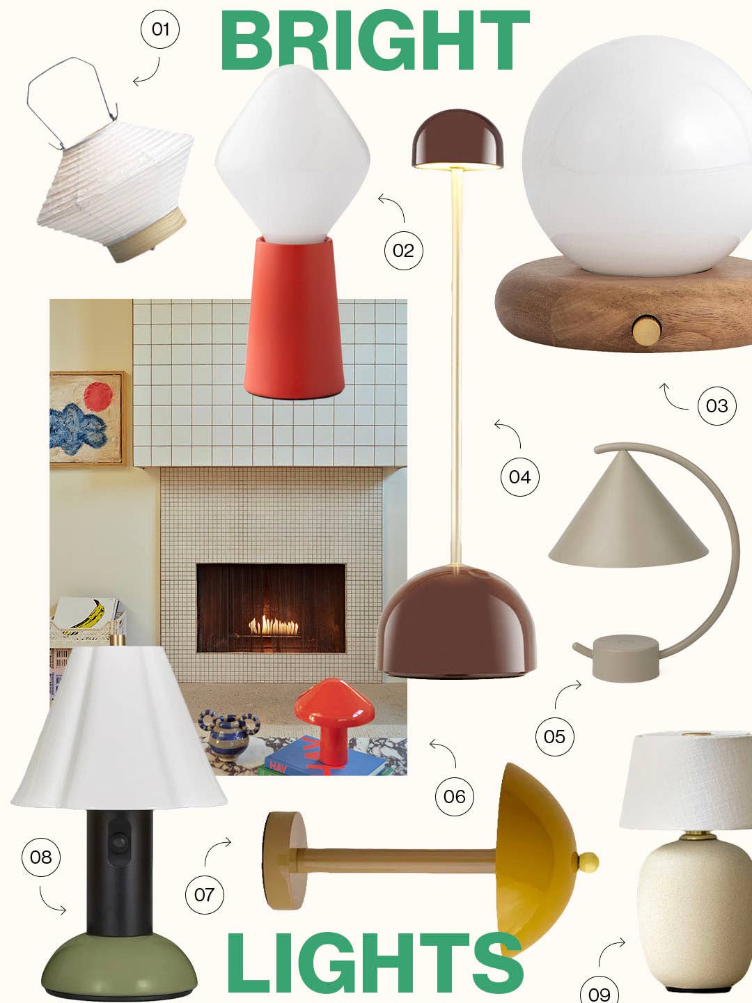 moodboard of portable lamps