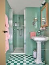 green bathroom tile