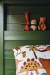 close-up of paneled inset shelf
