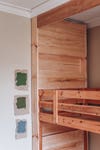 green paint swatches on wall