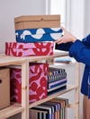 Boxes covered with fabric
