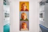 Painted portraits of three boys hanging in vestibule.
