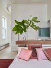 bathroom behind bed