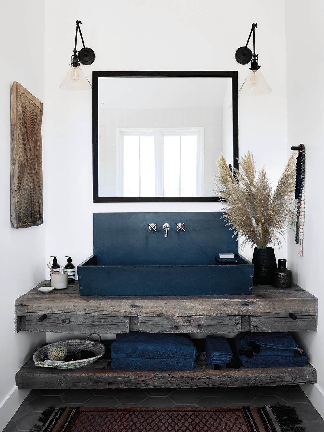 wood and metal vanity