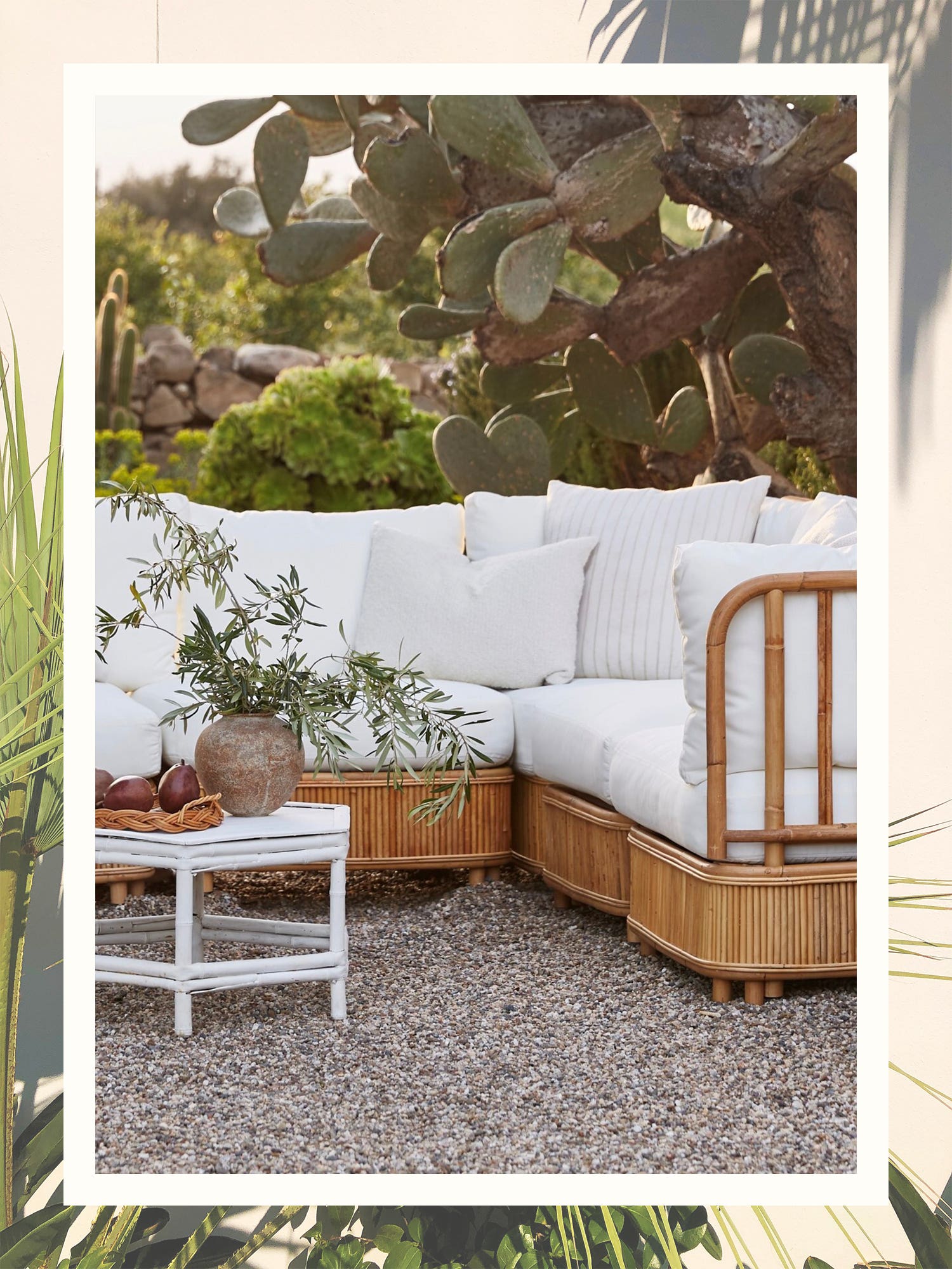 woven's natura sectional on gravel outdoor space