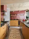 red tiled backsplash